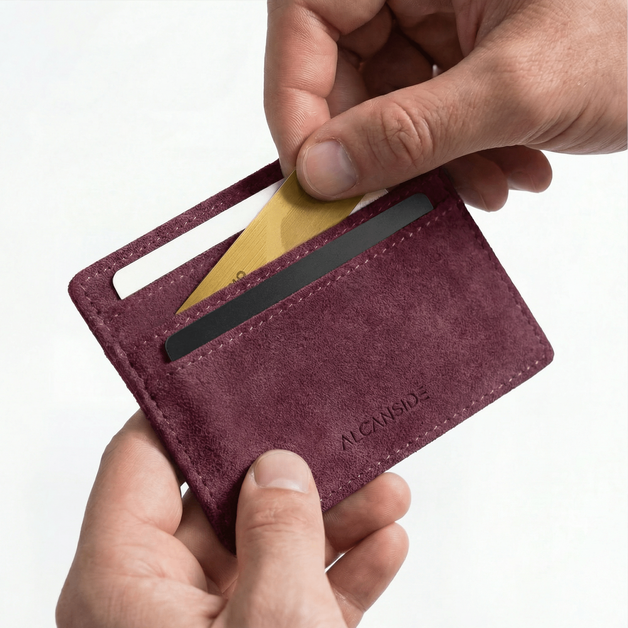 Alcantara Card Wallet - Wine Red - Alcanside