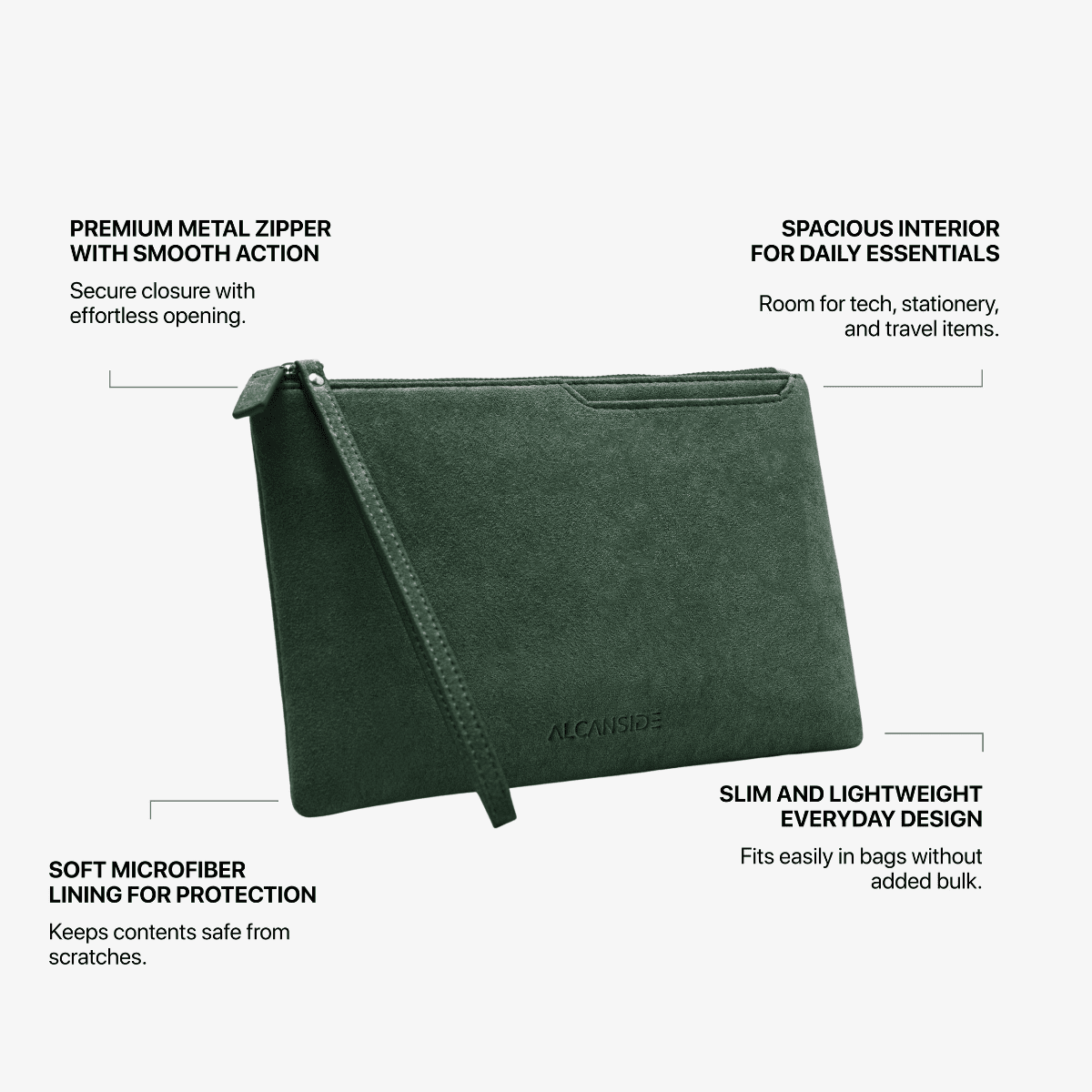 Alcantara Pouch - Midnight Green - Alcanside