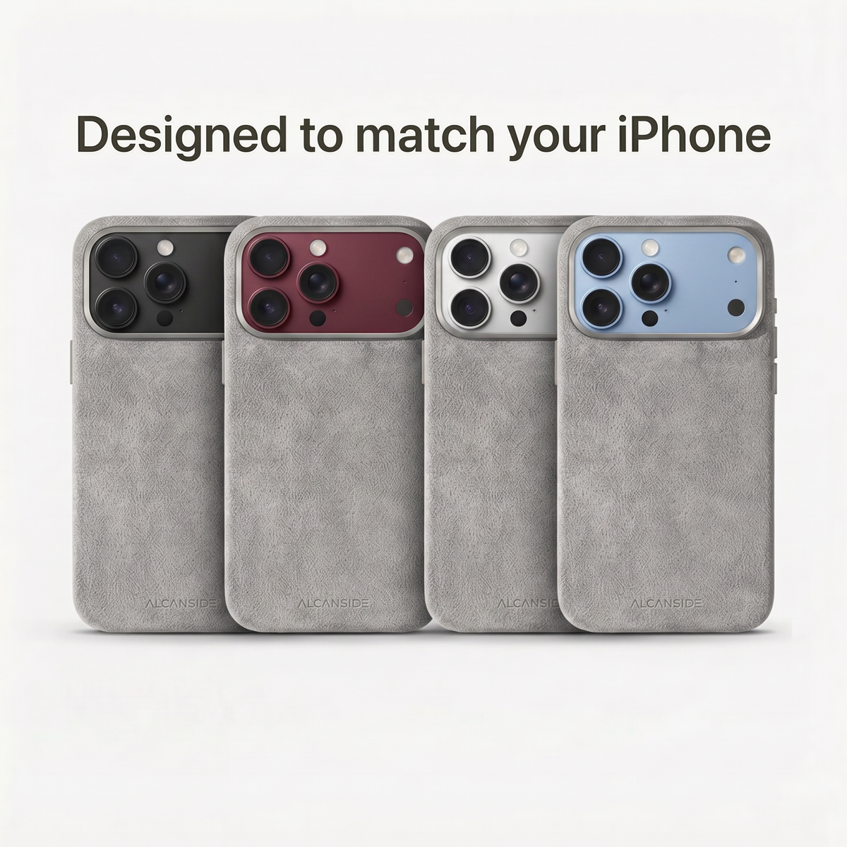 Nardo Gray Alcantara cases designed to match every iPhone 18 colour