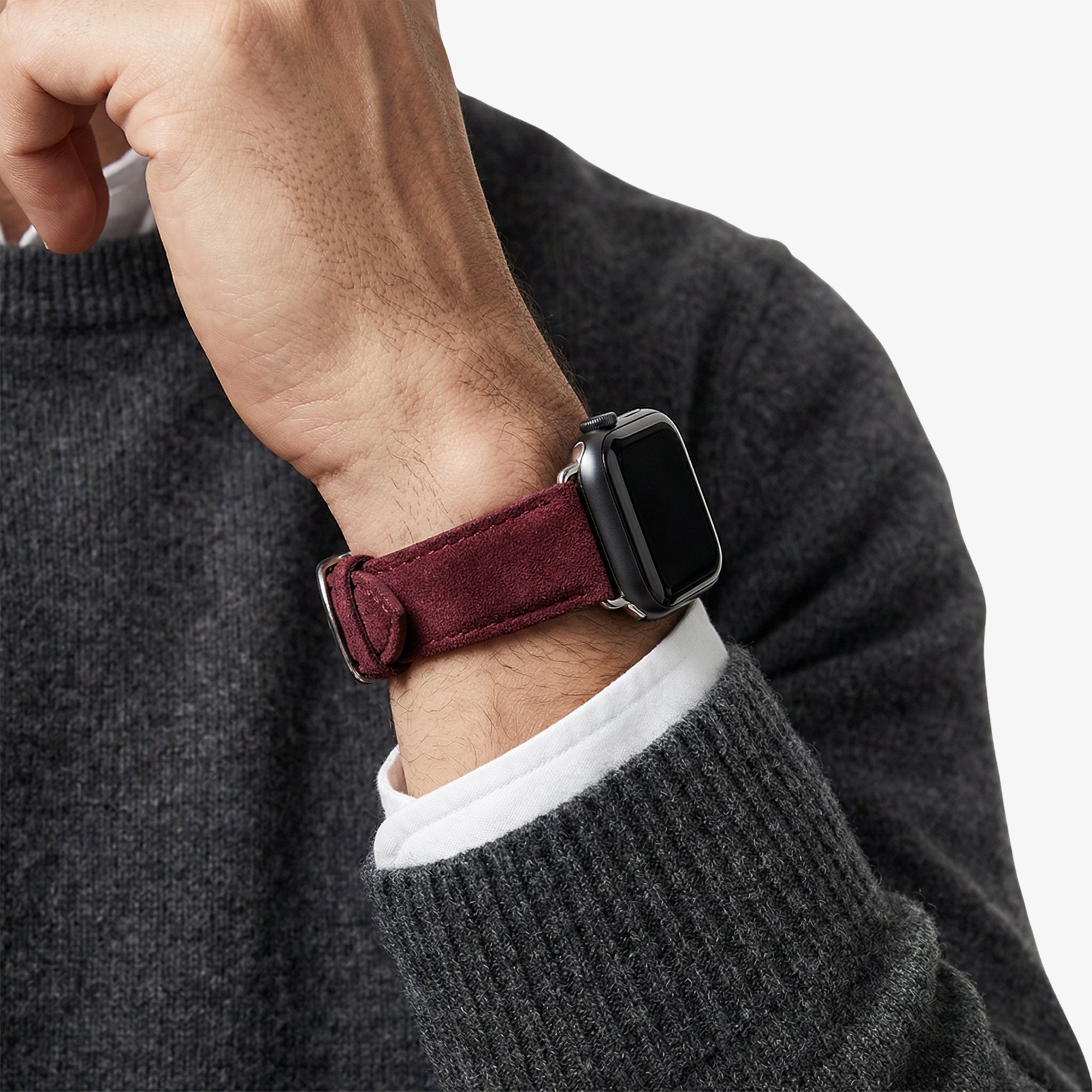 Alcantara Apple Watch Band With Buckle - Wine Red - 38/40/41/42mm - Alcanside