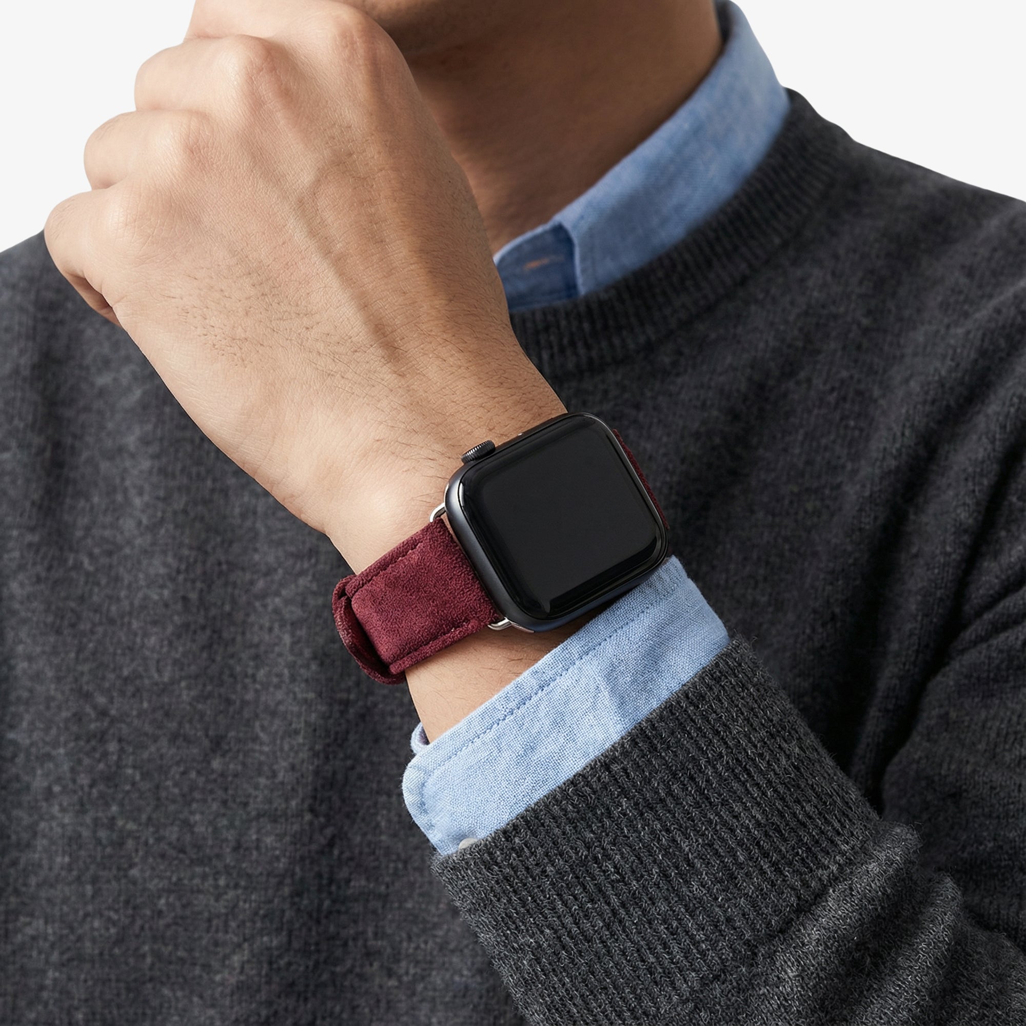 Alcantara Apple Watch Band With Buckle - Wine Red - 38/40/41/42mm - Alcanside