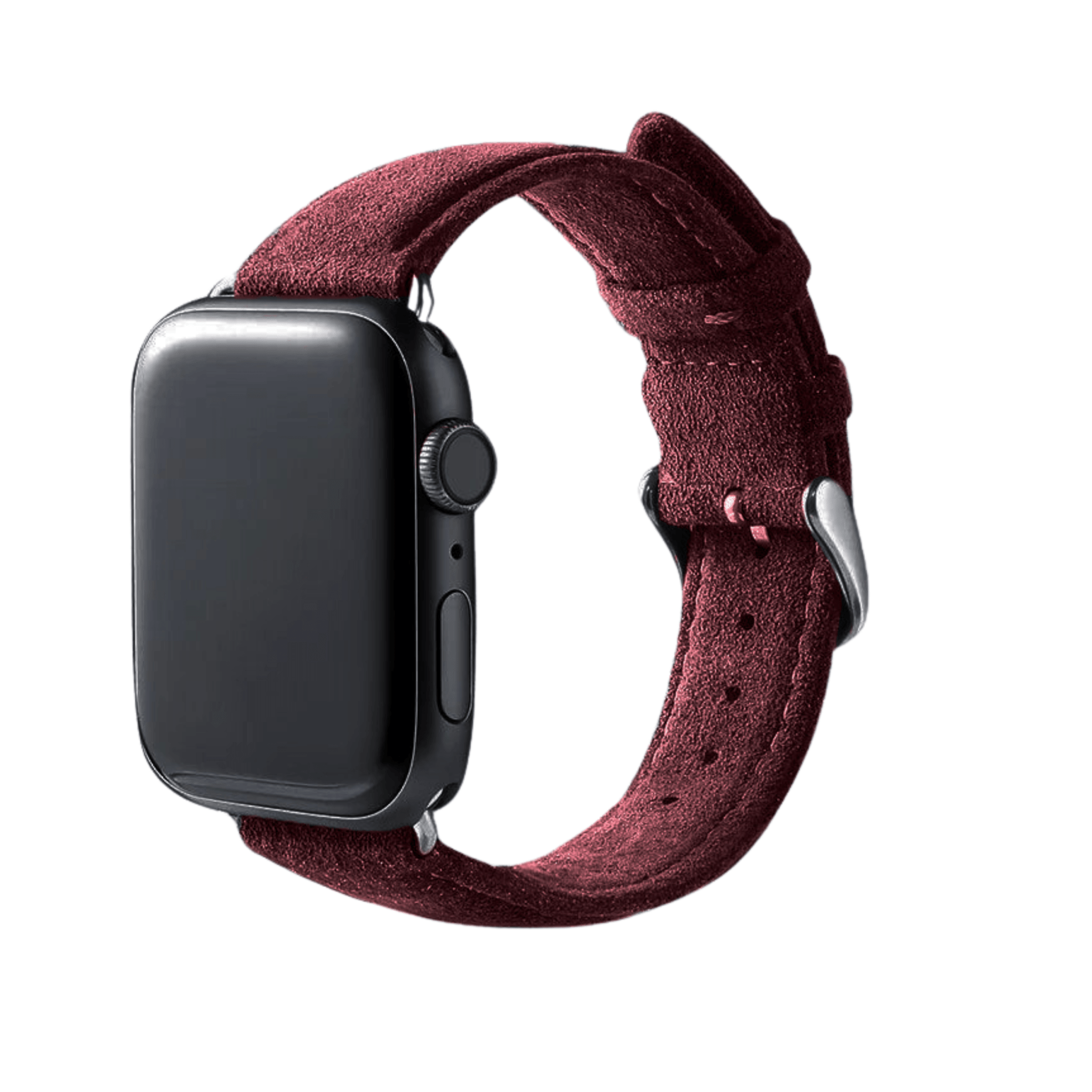 Alcantara Apple Watch Band With Buckle - Wine Red - 42/44/45/46mm & Ultra (49mm) - Alcanside