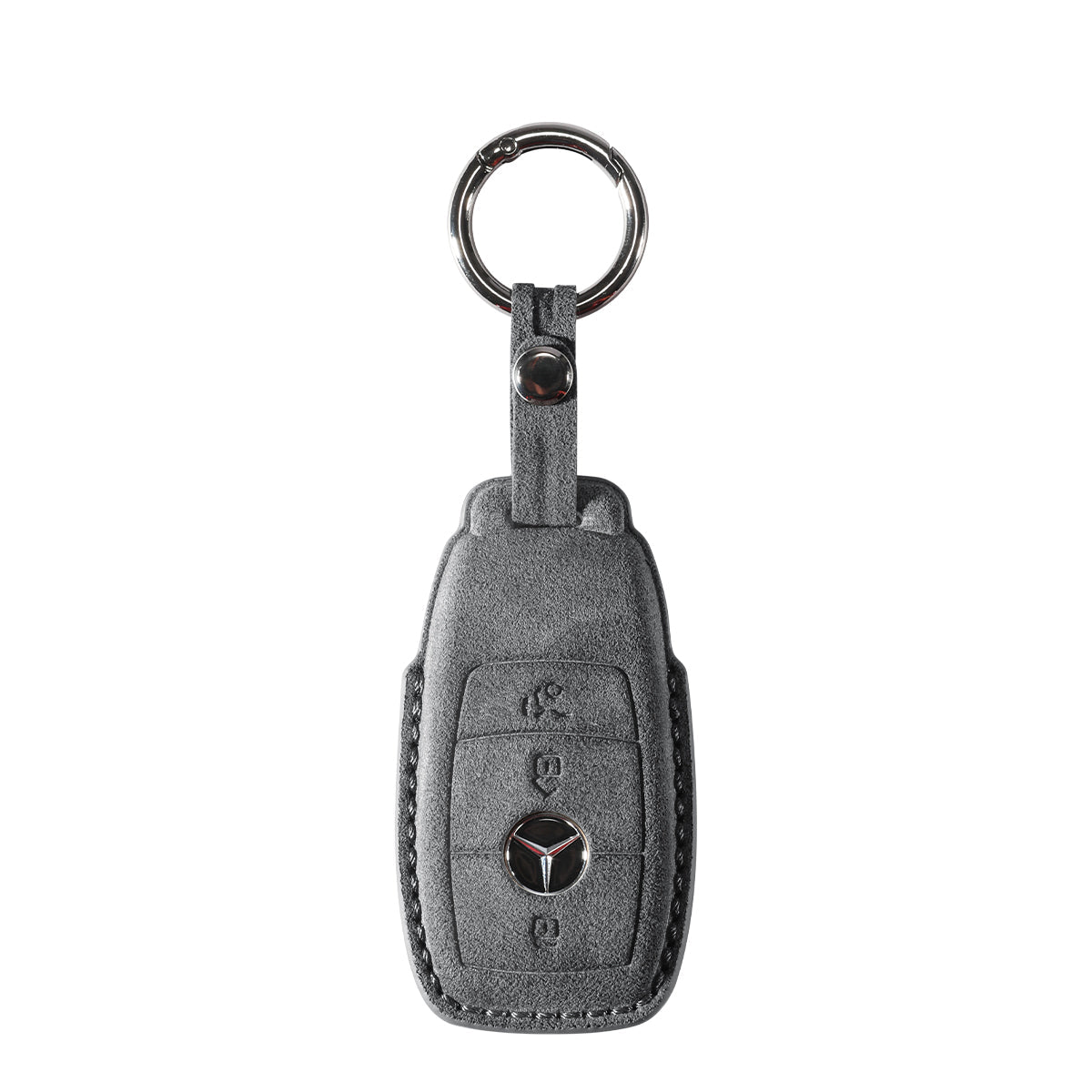 Alcantara Car Key Fob Cover for Mercedes - Benz | Model A with Buckle - Space Grey - Alcanside