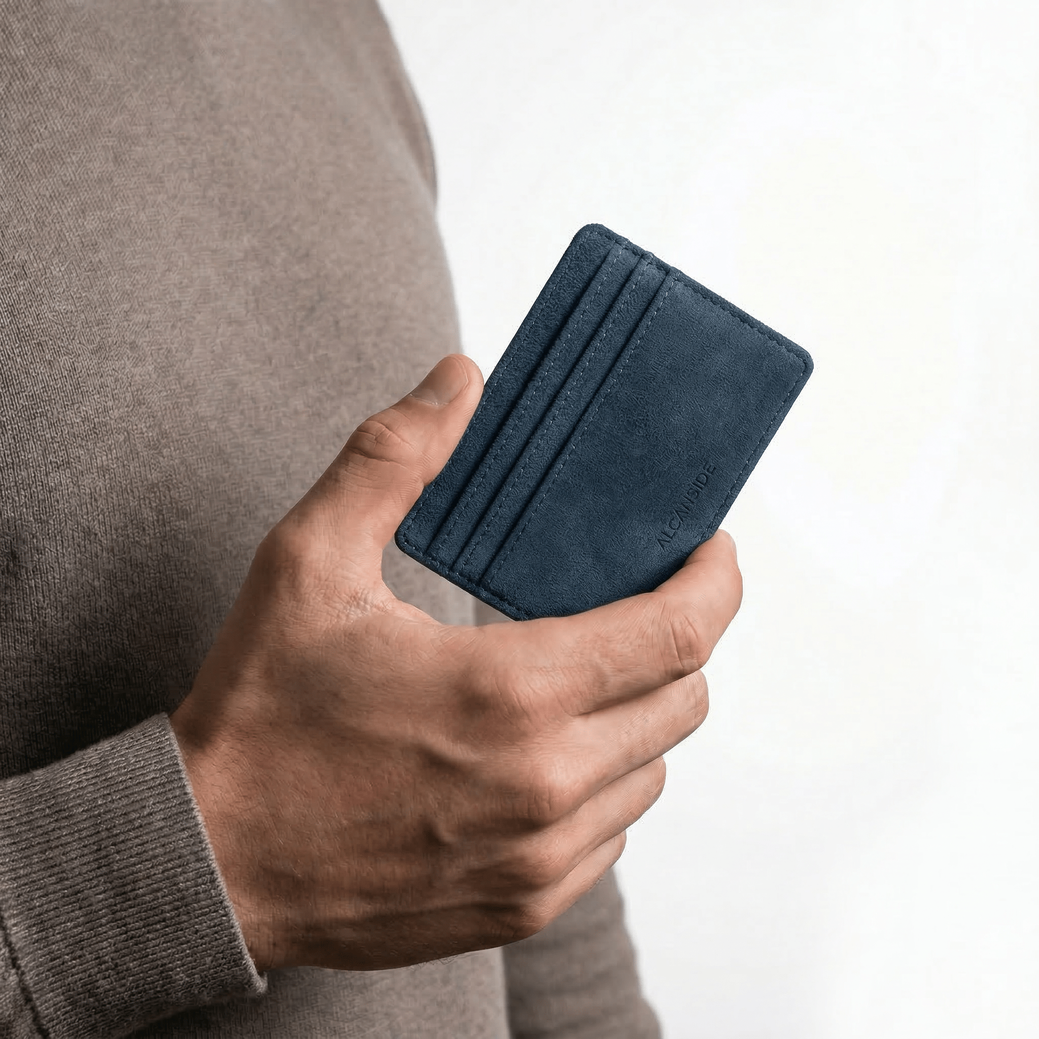 Alcantara Card Wallet - Navy Blue - Alcanside