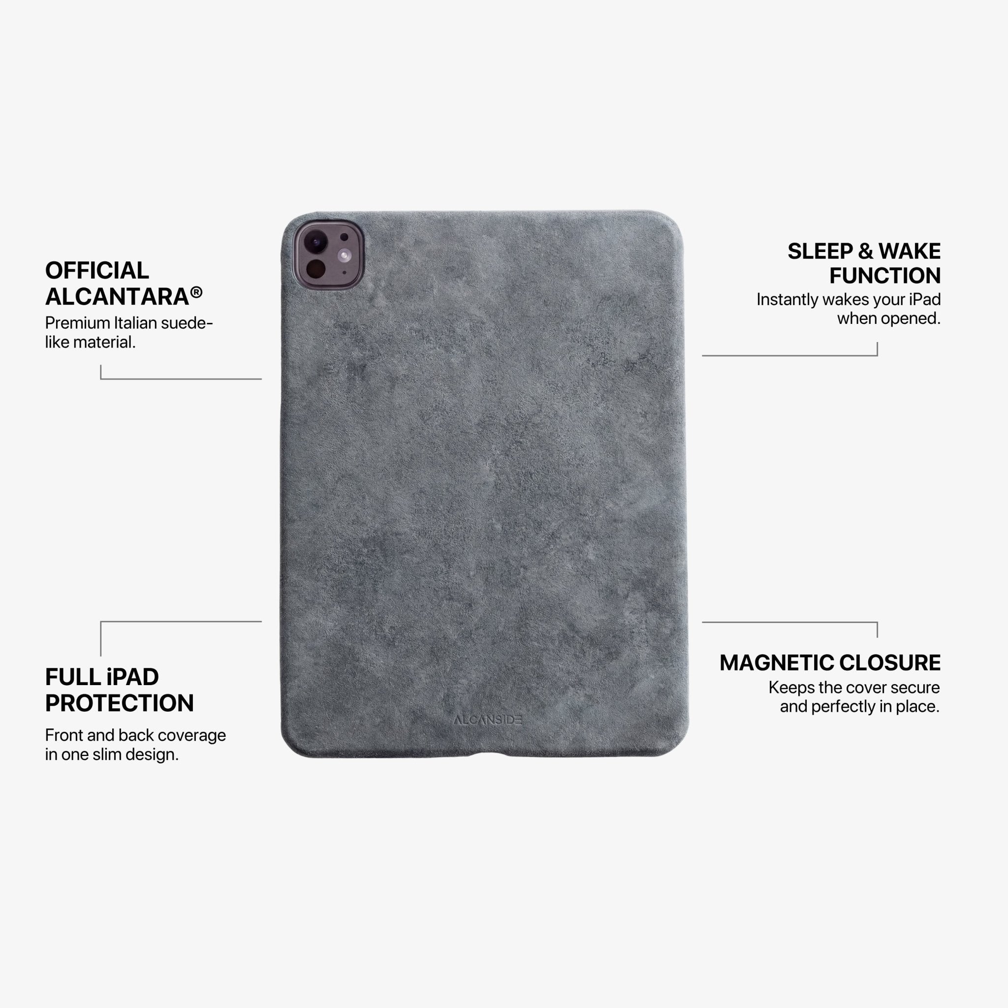 Alcantara iPad Cover - For iPad Pro (11 inch) - Nardo Gray - Alcanside