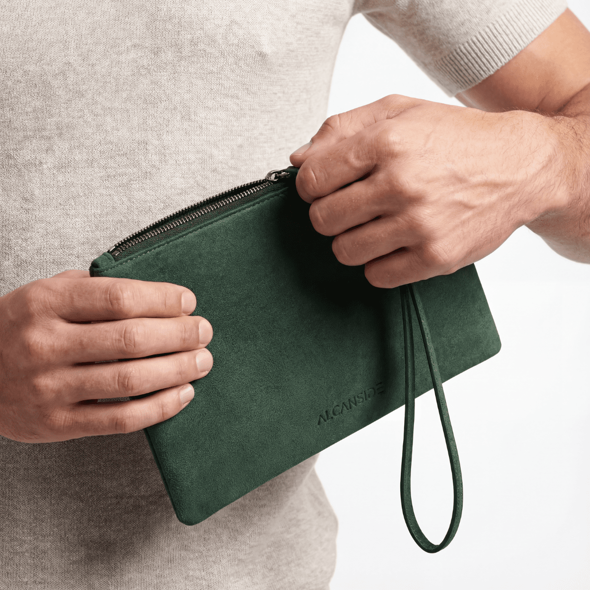 Alcantara Pouch - Midnight Green - Alcanside