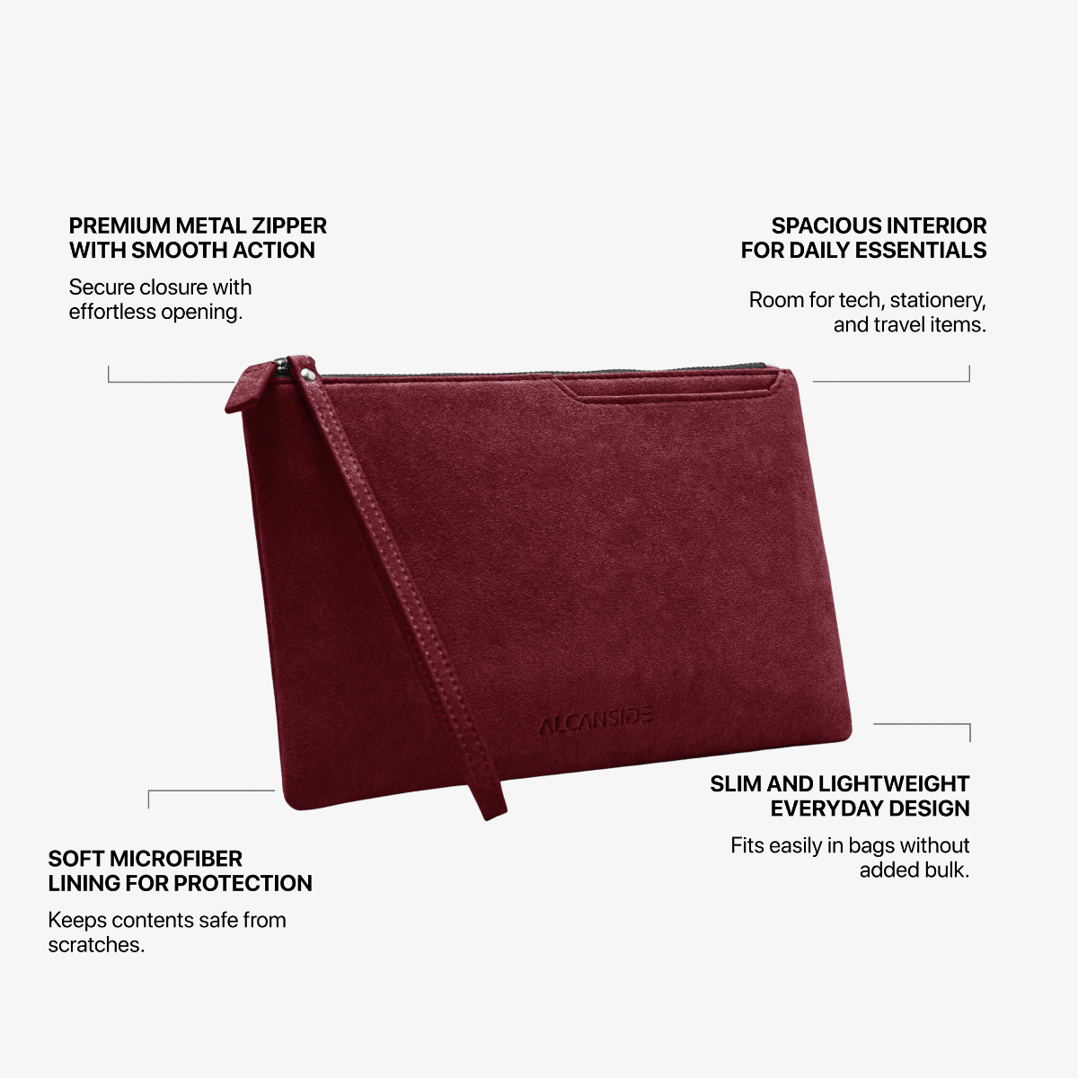 Alcantara Pouch - Wine Red - Alcanside