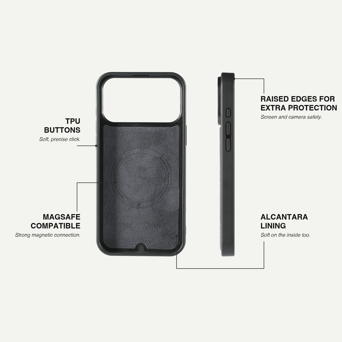 iPhone 17 Pro - Alcantara Back Cover - Nardo Gray - Alcanside