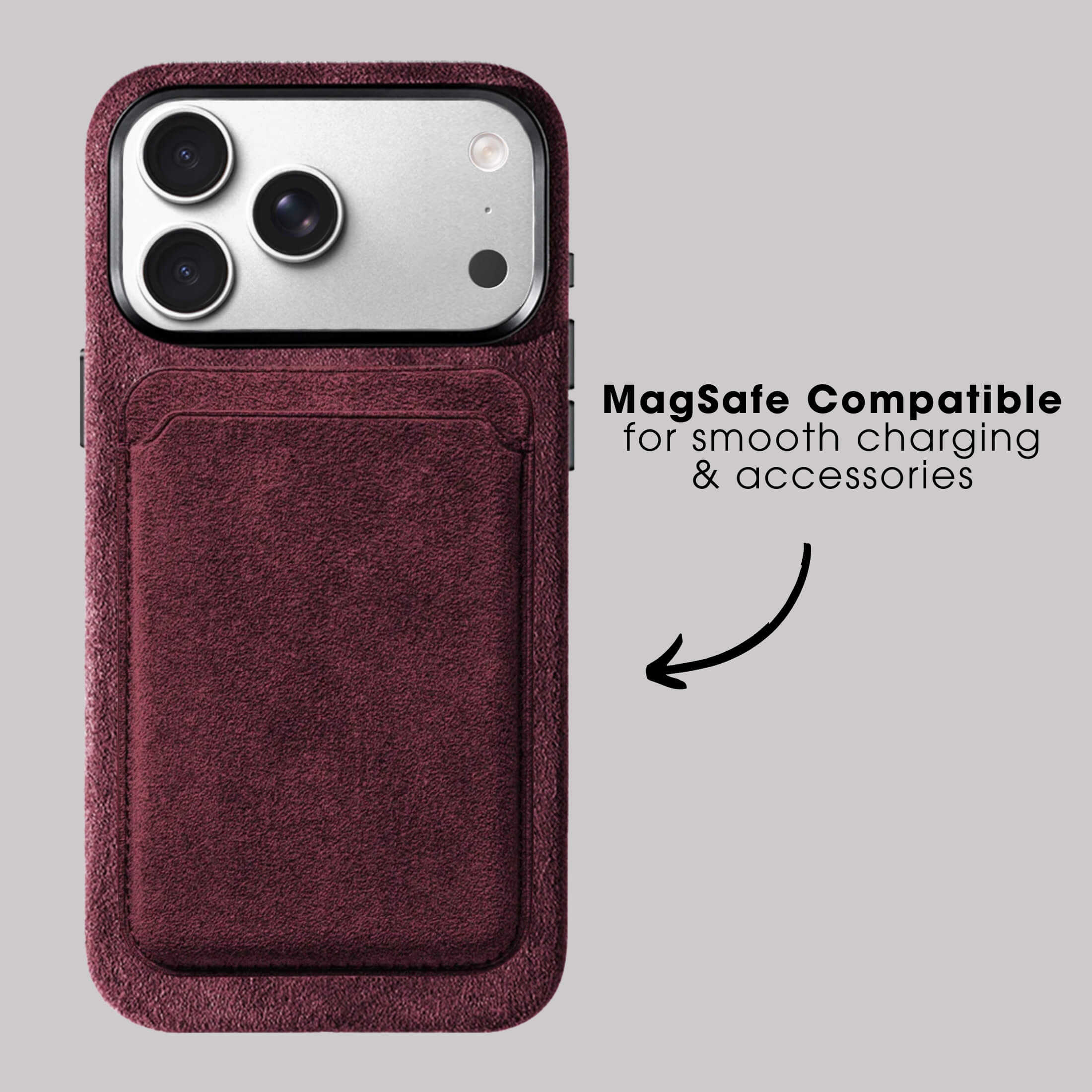 iPhone Alcantara Case + Magsafe Wallet - Wine Red