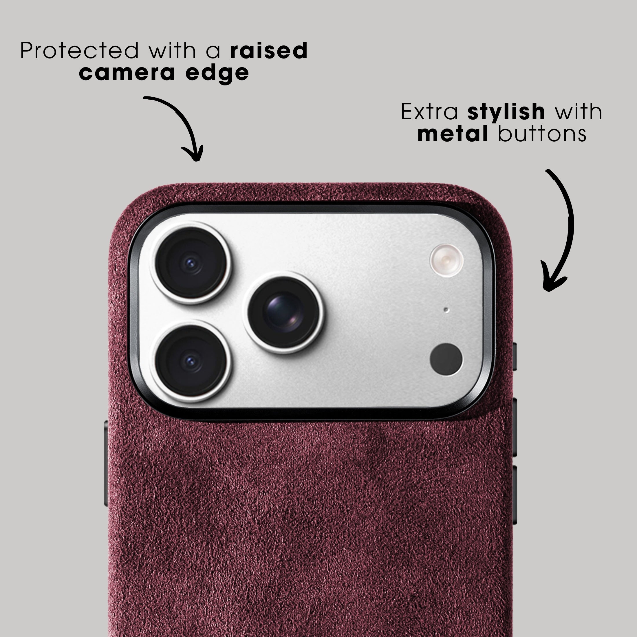 iPhone Alcantara Case + Magsafe Wallet - Wine Red