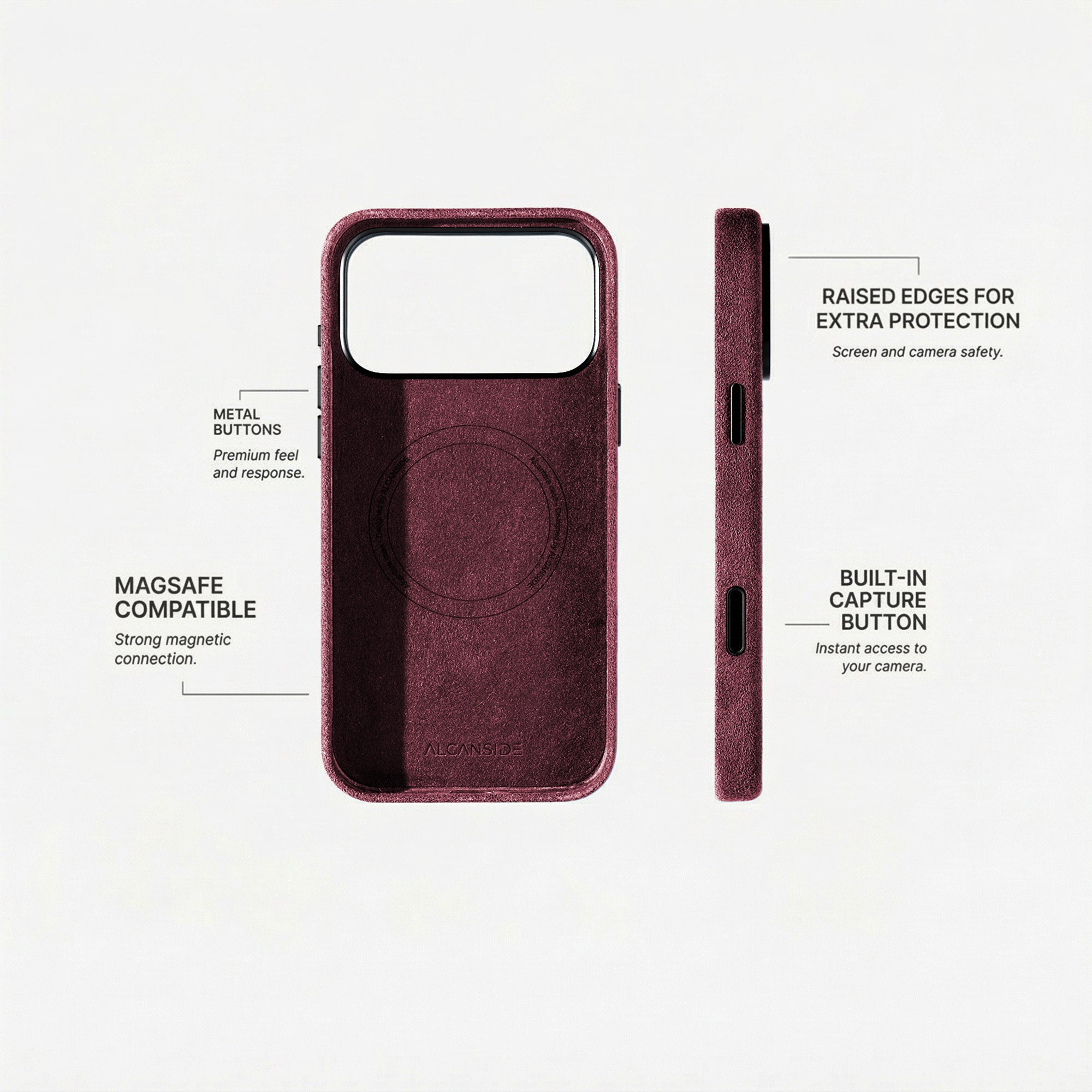 iPhone 17 Pro Max - Alcantara Case - Wine Red - Alcanside