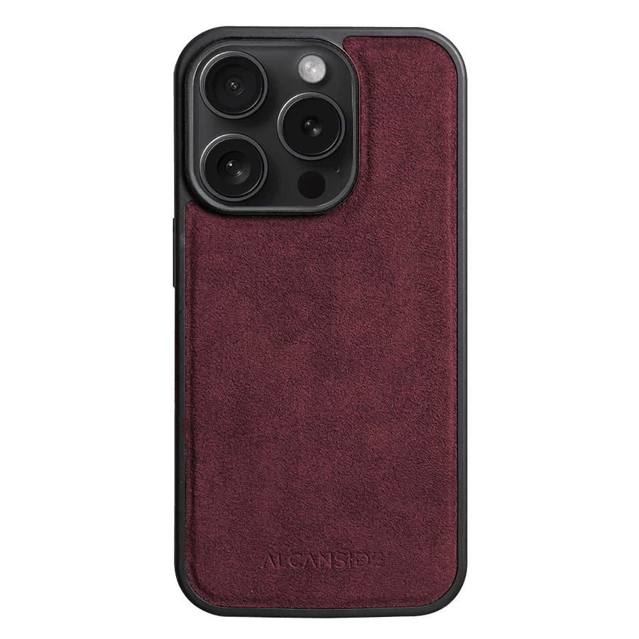 iPhone 15 Pro Max - Alcantara Back Cover - Wine Red